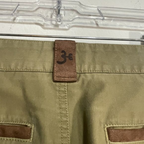 Three Forks Ranch Mens 38 X 30 Green Khaki Pants Brown Faux Suede Pocket Accent - Picture 7 of 8